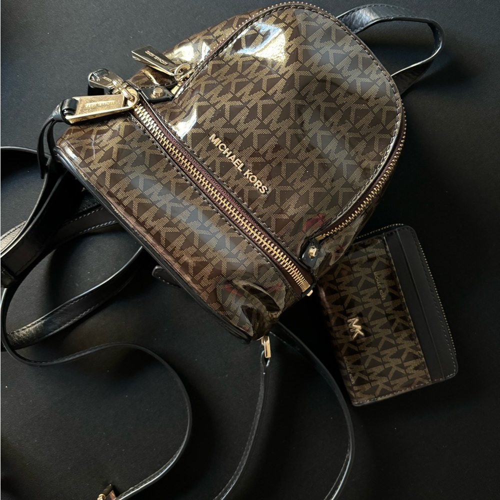 Michael Kors Mini Logo Backpack with matching wallet